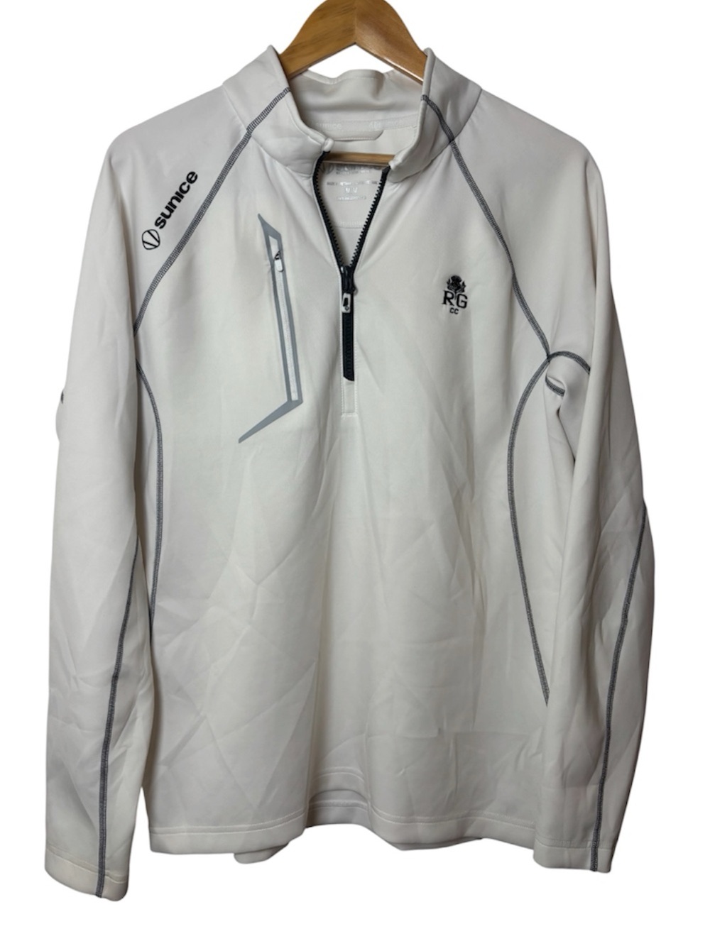 Sunice Performance Golf Pullover 1/4 Zip Mens Medium White Country Club Active